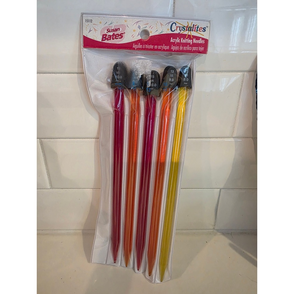 Susan Bates Crystalites Acrylic Knitting Needles Multi-Color Set of 5 US 11-15